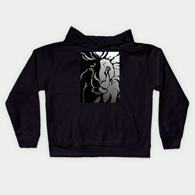 Vector Lion Pattern Kids Hoodie by Unicornarama